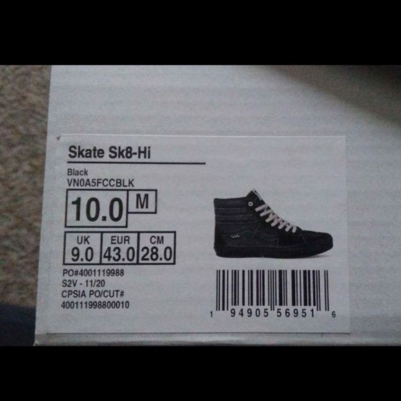 VANS Skate SK8-Hi  Mens Size 10 - Picture 4 of 4